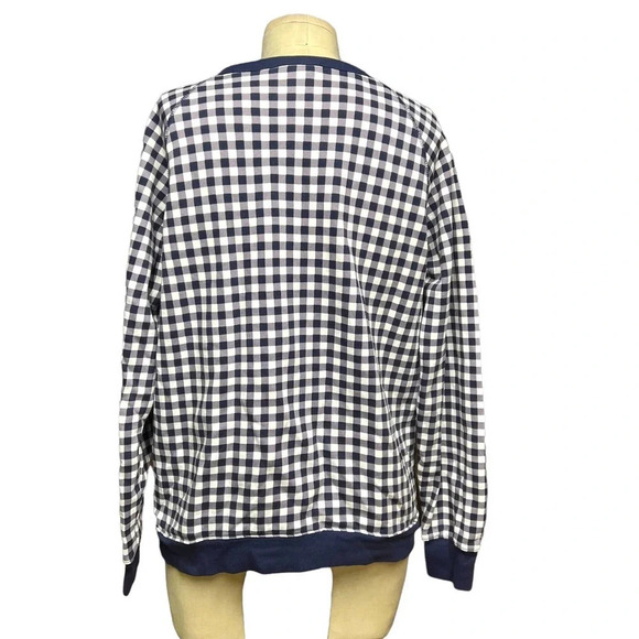 Draper‎ James Natalie Sweatshirt in Navy Blue Gingham Size Medium - Picture 6 of 9